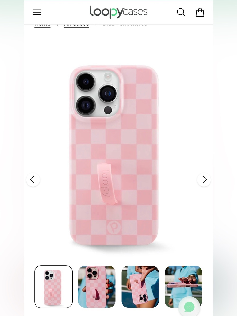 Loopy Case Blush Checkered I Phone 14 Pro Max Case with Loop